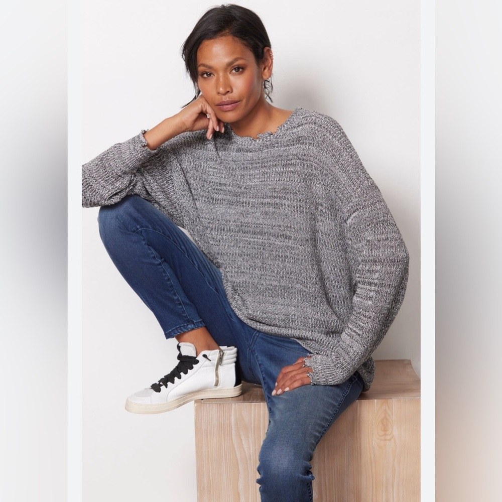 Pistola Eve Gray Distressed Pullover Size Medium